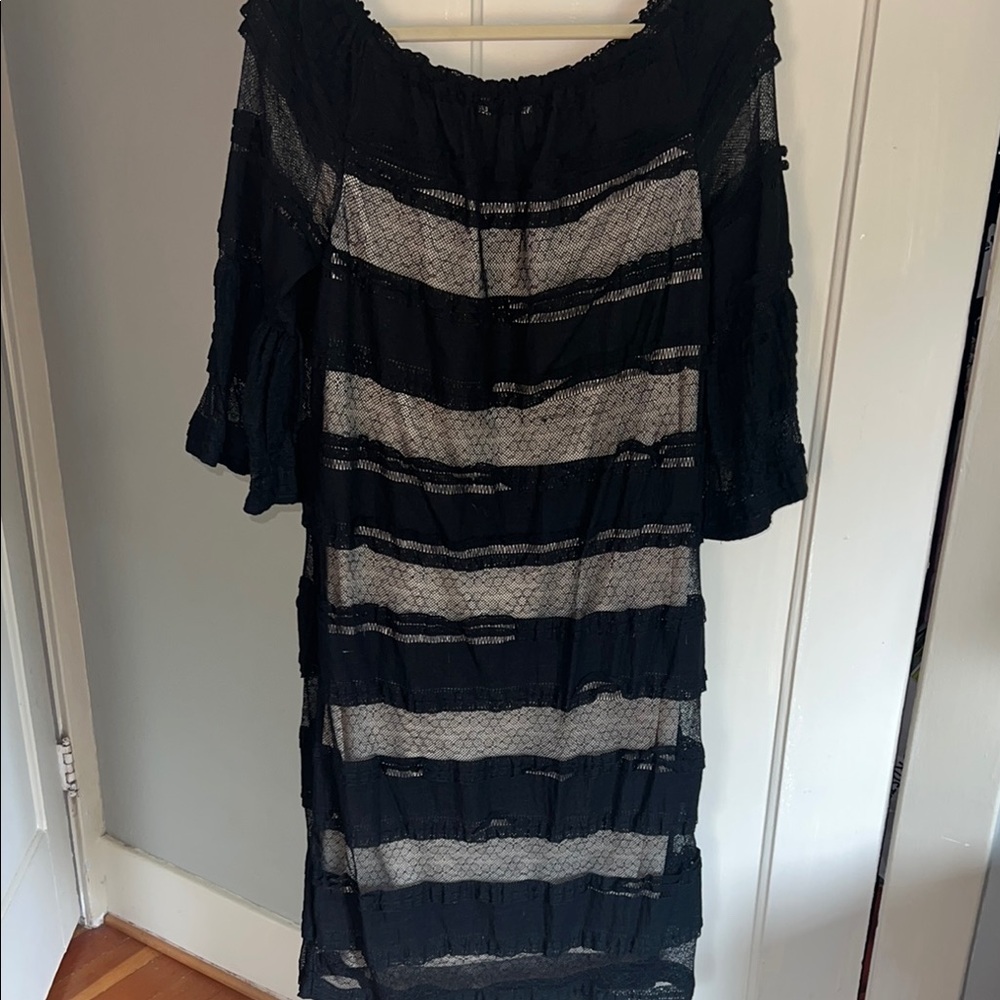 RACHEL Rachel Roy Black and Cream Lace Midi Dress